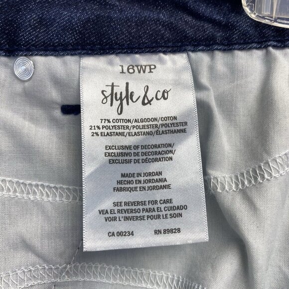 Style & Co Mid-Rise Tummy Control Stretch Short Woman Sz 16WP Blue New Boot Leg - Picture 8 of 12
